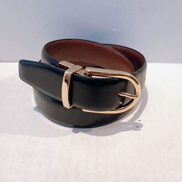 Tommy Hilfiger Leather Reversible Belt-Size 38-Swivel Buckle-Black-Brown-Classic - Picture 1 of 9